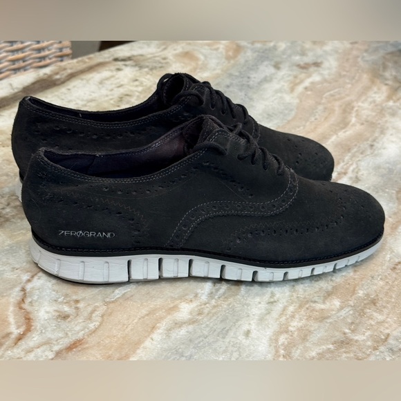 Men’s COLE HAAN ZeroGrand Wingtip black suede leather oxfords- Size 12 - Picture 6 of 9